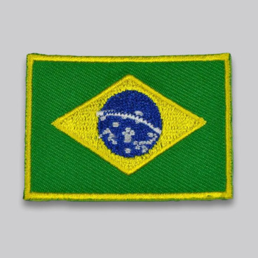 Embroidered patch of the Brazilian flag with green, yellow, and blue colors.