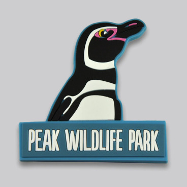 Rubber magnet of a penguin with 'Peak Wildlife Park' text at the bottom.