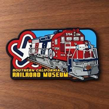 PVC patch illustrating a locomotive with 'Southern California Railroad Museum' text.