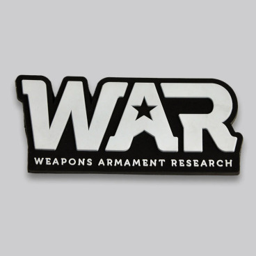 A patch with the words 'WAR' and 'Weapons Armament Research'.